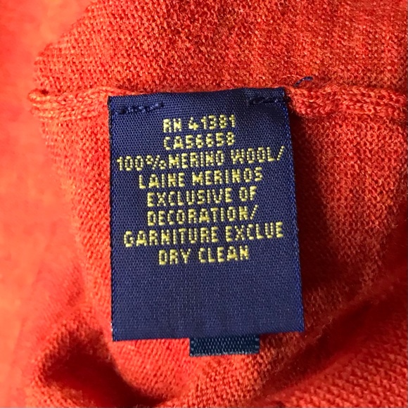 Polo Ralph Lauren Wool V-Neck Sweater Pullover Orange Lightweight Custom Fit XL - Picture 10 of 10